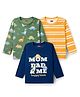 Babyhug Cotton Knit Full Sleeves T-Shirts With Dino Print Pack of 3 - Navy Blue Green & Yellow