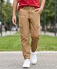 Pine Kids Cotton Elastane Woven Full Length Trouser Pant with Pocket - Brown