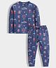 Orange Sugar 100% Cotton Knit Full Sleeves Carnival Theme Printed Coordinating Tee & Pajama Set - Blue