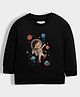 Orange Sugar 100% Cotton Knit Full Sleeves Space Theme Printed Light Winter Sweatshirt - Black