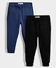 Orange Sugar 100% Cotton Fleece Knit Pack Of 2 Solid Winter Wear Joggers - Blue & Black