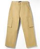 Pine Kids Cotton Woven Full Sleeves Solid Trouser With Cargo Pockets - Cream