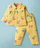 Teddy Sinker Knit Full Sleeves Co-ords Night Suit with Floral Print - Yellow