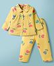 Teddy Sinker Knit Full Sleeves Co-ords Night Suit with Floral Print - Yellow