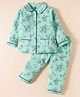 Evimo Single Jersey Full Sleeves Co-ords Night Suit With Floral Print - Sea Green