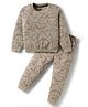 Evimo Single Jersey Knit Full Sleeves Co-ords Night Suit With Dino Print - Light Beige