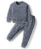 Evimo Single Jersey Knit Full Sleeves Co-ords Night Suit With Dino Print - Blue