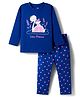 Doodle Poodle Single Jersey Knit Full Sleeves Night Suit With Little Princess Print - Navy Blue
