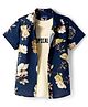 Pine Kids Viscose Half Sleeves Floral Printed Shirt With T-Shirt - Navy