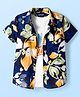 Pine Kids Viscose Woven Half Sleeves Floral Printed Shirt With T-Shirt - Navy Blue