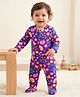 Babyhug Cotton Knit Full Sleeves Footed Sleepsuit With Floral Print - Purple