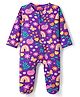 Babyhug Cotton Knit Full Sleeves Footed Sleepsuit With Floral Print - Purple