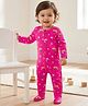 Babyhug Cotton Knit Full Sleeves Footed Sleepsuit With Floral Print - Pink
