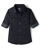 RUFF Denim Woven Full Sleeves Washed Shirt - Black