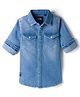 RUFF Denim Woven Full Sleeves Washed Shirt - Blue