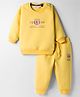 RUFF Knit Full Sleeves Sweatshirt & Jogger Set With Text Print - Lemon