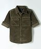 RUFF Corduroy Woven Full Sleeves Solid Colour Shirt - Olive Green