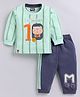 Nottie Planet Cotton knit Full Sleeves Striped & Typography Printed Tee & Pant Set - Green