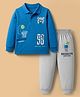CUCUMBER Sinker Knit Full Sleeves Polo T-Shirt & Joggers Set With Game Theme Print - Grey & Blue