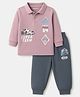 CUCUMBER Sinker Knit Full Sleeves Polo T-Shirt & Joggers Set With Vehicle Print - Rose Gold