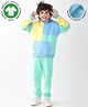 Anthrilo Fleece Knit Full Sleeves Colour Blocked Hoodie With Joggers Set - Yellow Blue & Green