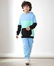 Anthrilo Fleece Knit Full Sleeves Colour Blocked Light Winter Hoodie & Joggers Set - Blue