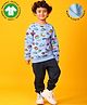 Anthrilo Fleece Knit Full Sleeves Cars Printed Light Winter Sweatshirt & Joggers Set - Blue & Black