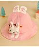 Kicks & Crawl Bunny Applique Detailed Hat - Pink - Circumference - 49.5  Cms