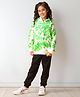 Anthrilo Fleece Knit Full Sleeves Tie Dye Hoodie & Joggers Set - Green & Black