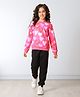Anthrilo Fleece Knit Full Sleeves Hearts Printed Sweatshirt & Joggers Set - Pink & Black