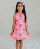 Soleilclo Cotton Woven Sleeveless Heart Printed Dress - Pink
