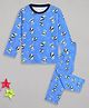 Sheer Love Cotton Knit Full Sleeves Shark Printed Coordinating Tee & Night Suit Set - Light Blue