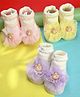 Yellow Bee Pack Of 3 Bear Applique Detailed Anti Skid Socks - Multi Colour