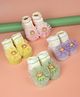 Yellow Bee Pack Of 4 Teddy Bear Applique Detailed Socks - Multi Colour