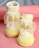 Yellow Bee Bow Applique Detailed Socks - Yellow