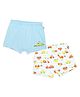 Plan B Cotton Knit Pack Of 2 Car Printed Boxers - White & Powder Blue