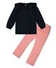Nino Togs Cotton Jersey Knit Full Sleeves Dots Printed Top  With Pants Set - Black And Pink