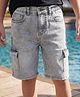 Pine Kids Knee Length Washed Denim Shorts - Grey