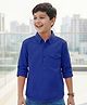 Pine Kids Cotton Woven Full Sleeves Solid Colour Kurta Style Shirt - Blue