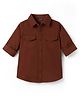 Pine Kids Cotton Woven Full Sleeves Solid Shirt - Brown