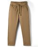 Pine Kids Cotton Elastane Woven Full Length Solid Color Trouser - Khaki