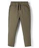 Pine Kids Cotton Elastane Woven Full Length Solid Color Trouser - Olive Green