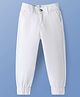 Pine Kids Cotton Elastane Woven Full Length Solid Trouser - White