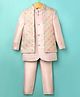 Little Bull Full Sleeves Threadwork Detailed Sequins Embellished Kurta & Pyjama Set With Jacket - Peach
