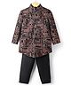 Little Bull Full Sleeves Geometric Threadwork Detailed Kurta & Pyjama Set - Black