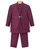 Little Bull Full Sleeves Sherwani With Sequins Embellished & Threadwork Detailed Attached Jacket & Pant Set - Wine