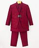 Little Bull Full Sleeves Sherwani With Sequins Embellished Threadwork Detailed Attached Jacket & Pant Set - Maroon