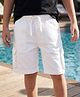 Pine Kids Cotton Elastane Woven Above Knee Length Solid Colour Shorts With Pocket - White