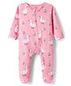 Babyhug Cotton Knit Full Sleeves Footed Sleepsuit With Bird Print - Pink