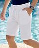 Pine Kids Cotton Elastane Woven Above Knee Length Solid Colour  Shorts  - White
